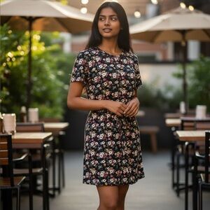 Lularoe Floral Print Dress w/Belt, sz M